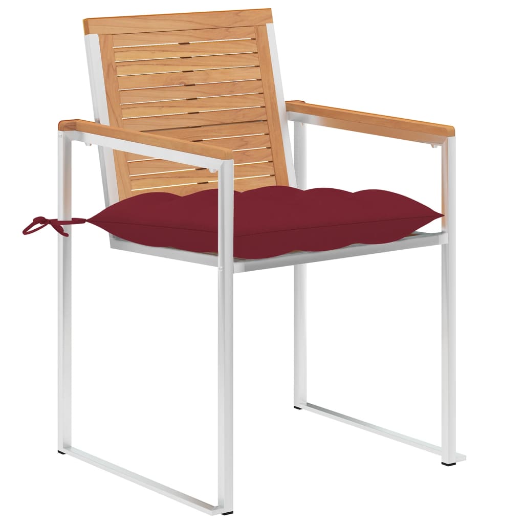vidaXL Gartenstühle 4 Stk. mit Kissen Massivholz Teak