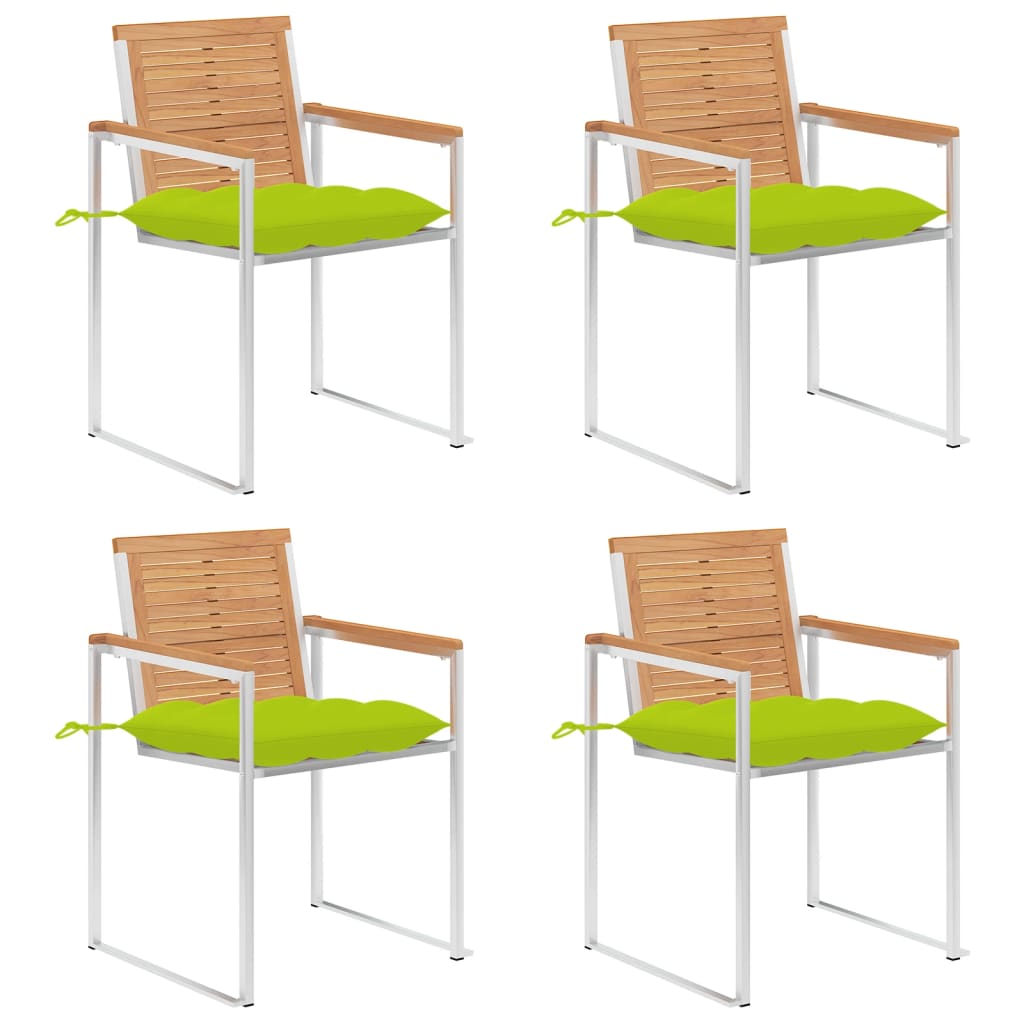 vidaXL Gartenstühle 4 Stk. mit Kissen Massivholz Teak