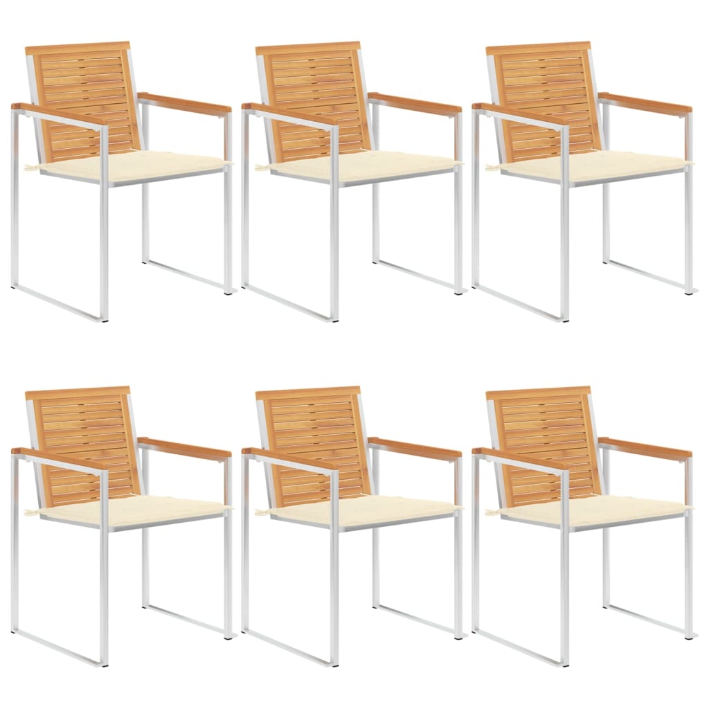vidaXL 6 chaises de jardin avec coussins en bois de teck massif