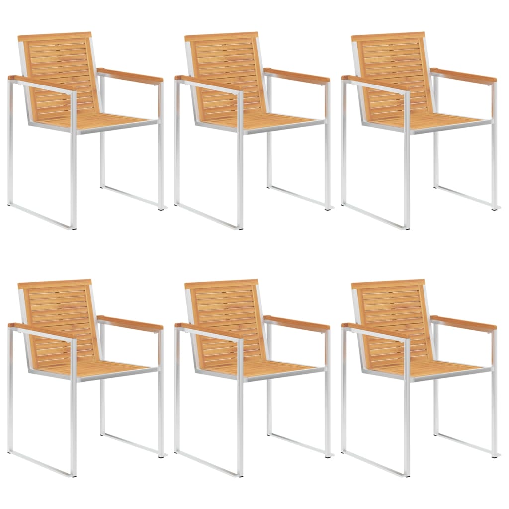 vidaXL 6 chaises de jardin avec coussins en bois de teck massif