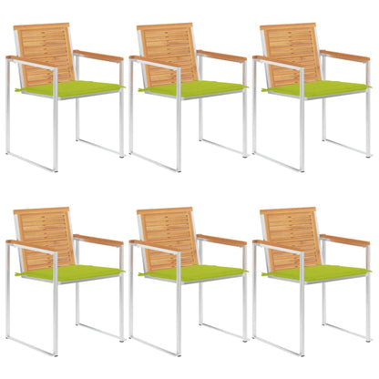 vidaXL Gartenstühle 6 Stk. mit Kissen Massivholz Teak