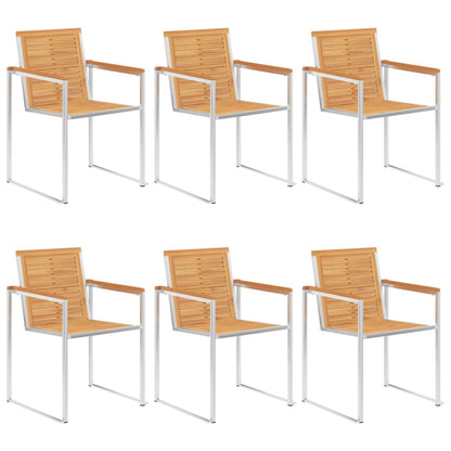 vidaXL Chaises de jardin 6 pcs avec coussins Bois de teck massif