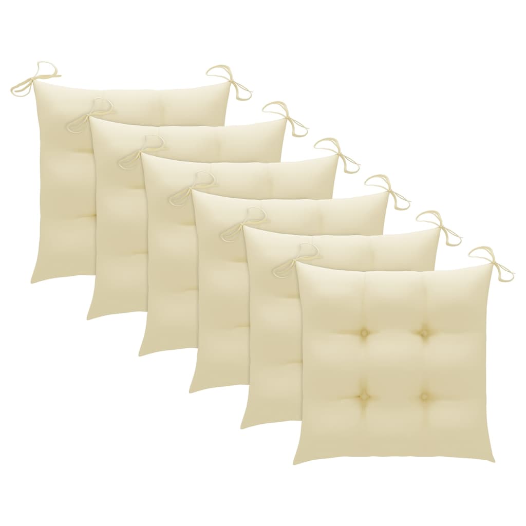 vidaXL Chaises de jardin 6 pcs avec coussins Bois de teck massif