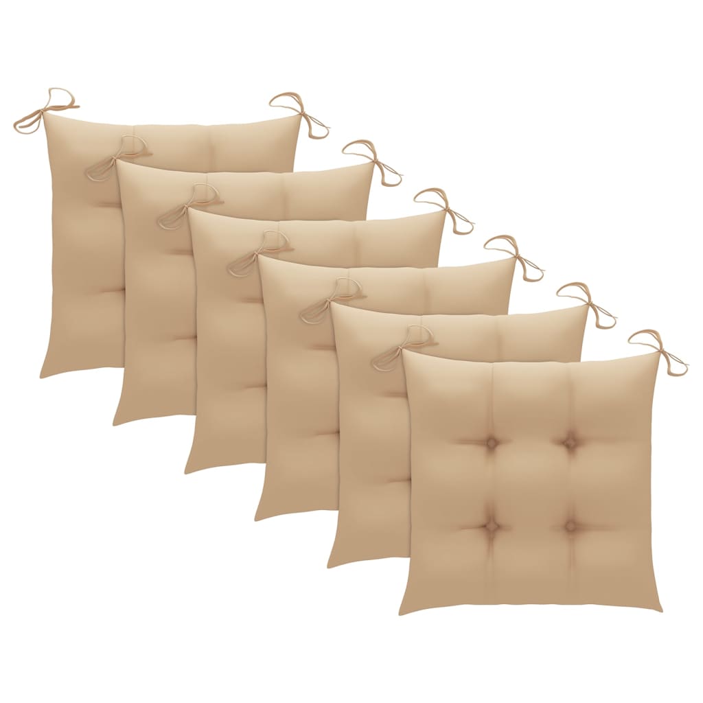 vidaXL Chaises de jardin 6 pcs avec coussins Bois de teck massif