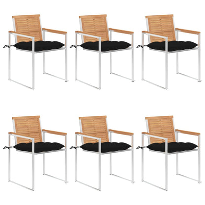 vidaXL Chaises de jardin 6 pcs avec coussins Bois de teck massif