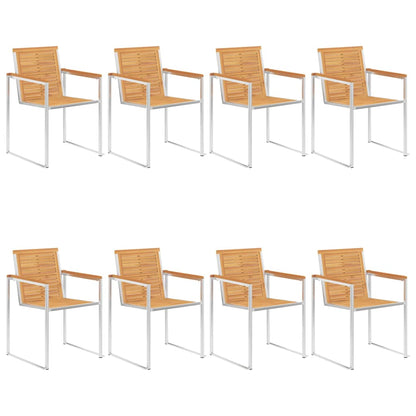 vidaXL 8 Stk. Gartenstühle mit Kissen Massivholz Teak