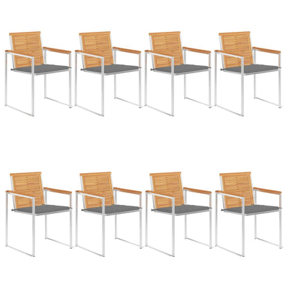 vidaXL 8 Stk. Gartenstühle mit Kissen Massivholz Teak