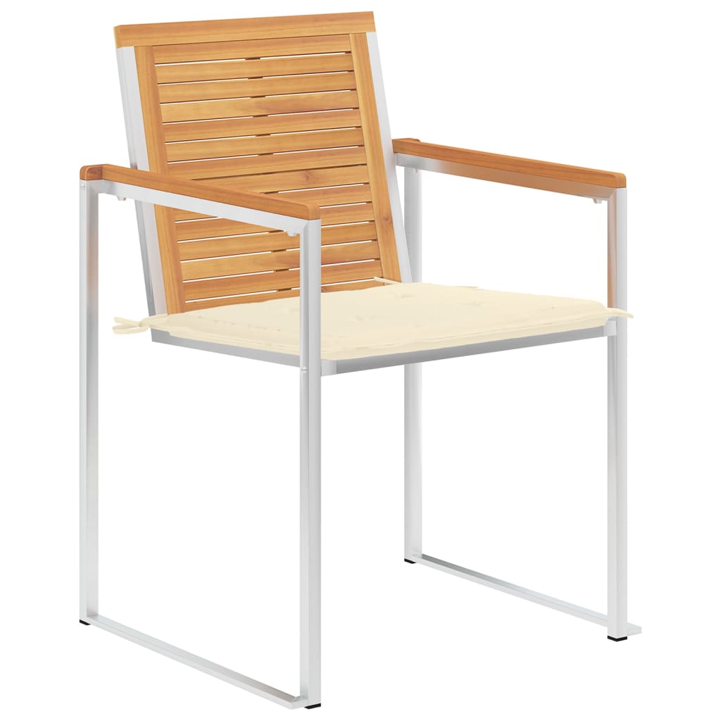 vidaXL 8 Stk. Gartenstühle mit Kissen Massivholz Teak