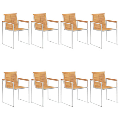 vidaXL 8 Stk. Gartenstühle mit Kissen Massivholz Teak