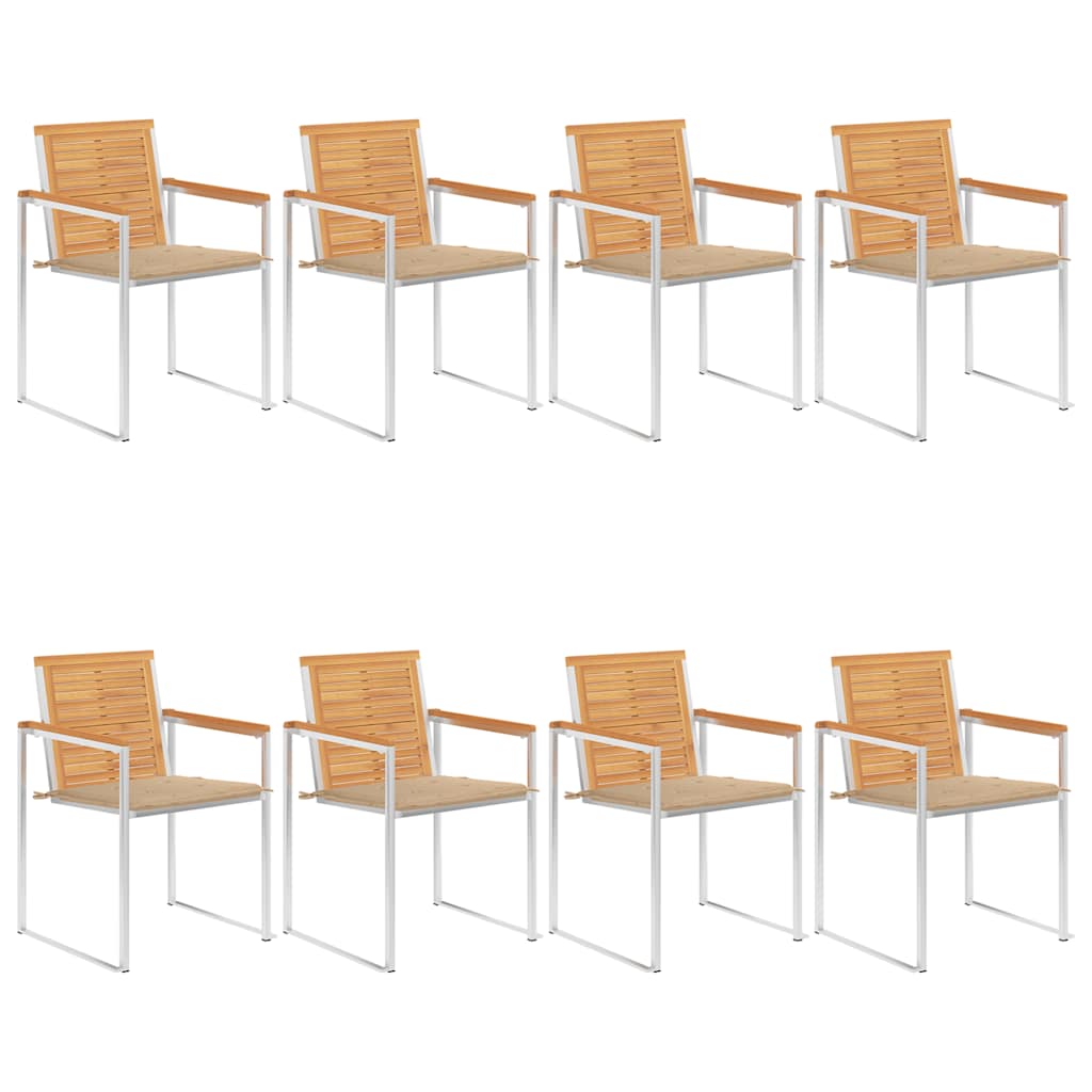 vidaXL Gartenstühle 8 Stk. mit Kissen Massivholz Teak
