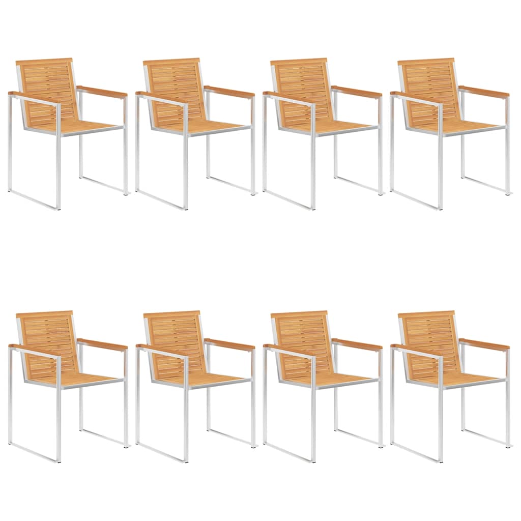 vidaXL Gartenstühle 8 Stk. mit Kissen Massivholz Teak