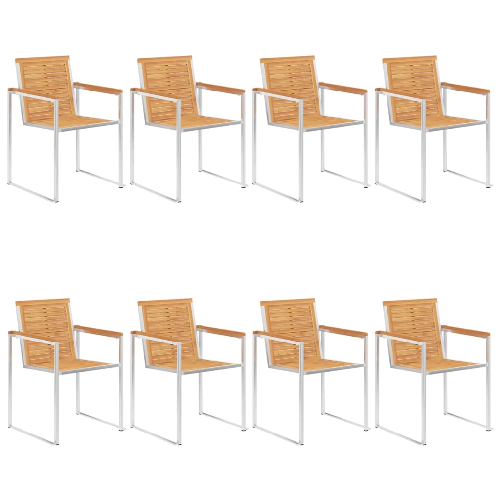 vidaXL Gartenstühle 8 Stk. mit Kissen Massivholz Teak