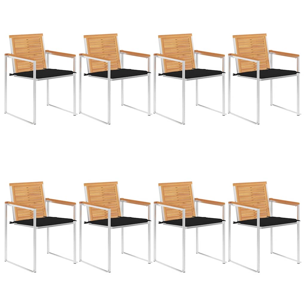 vidaXL Chaises de jardin 8 pcs avec coussins Bois de teck massif