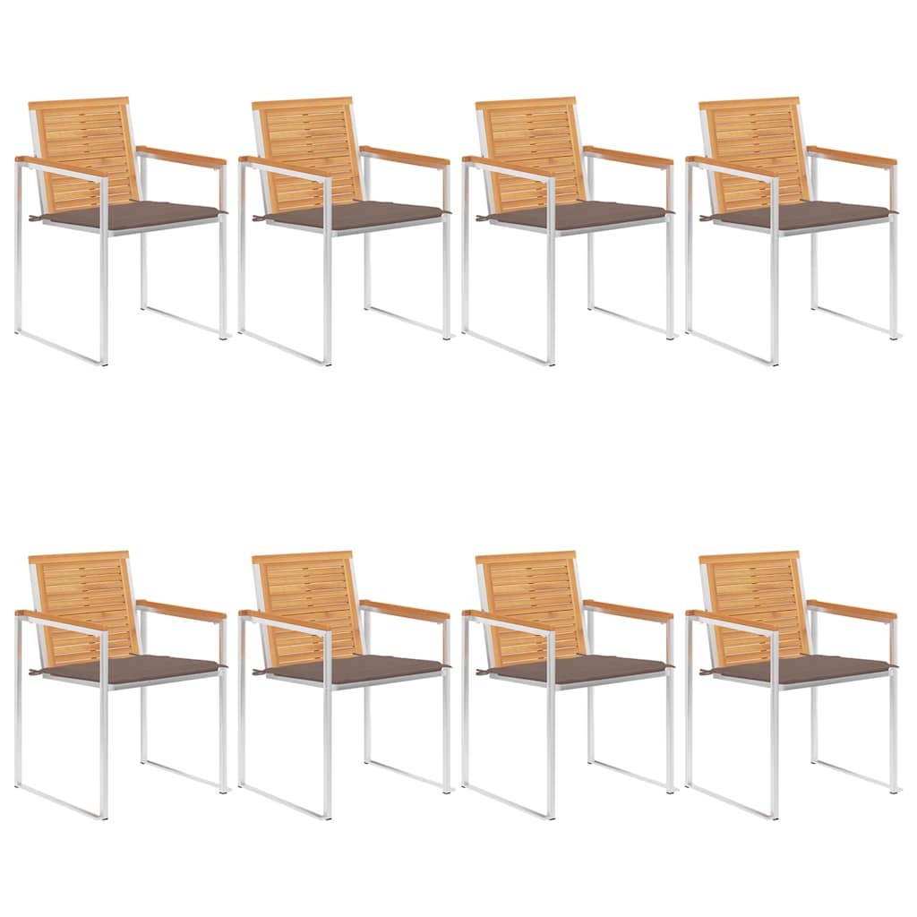 vidaXL Gartenstühle 8 Stk. mit Kissen Massivholz Teak