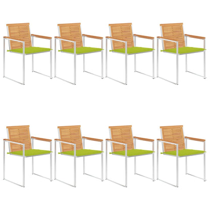 vidaXL Chaises de jardin 8 pcs avec coussins Bois de teck massif