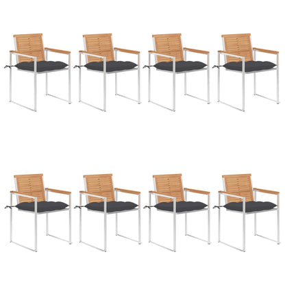 vidaXL Chaises de jardin 8 pcs avec coussins Bois de teck massif