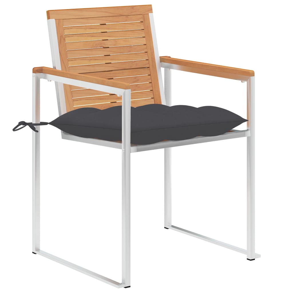 vidaXL Chaises de jardin 8 pcs avec coussins Bois de teck massif