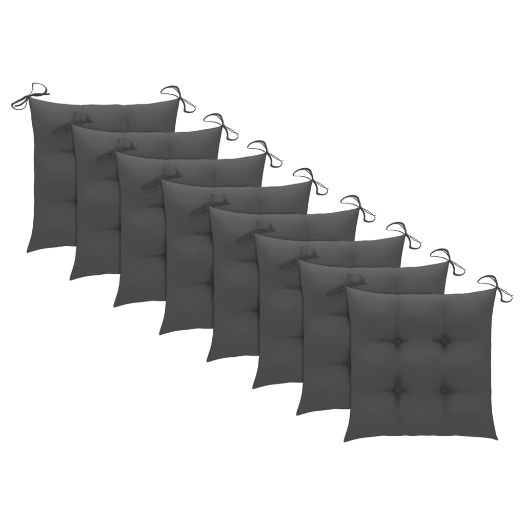 vidaXL Chaises de jardin 8 pcs avec coussins Bois de teck massif