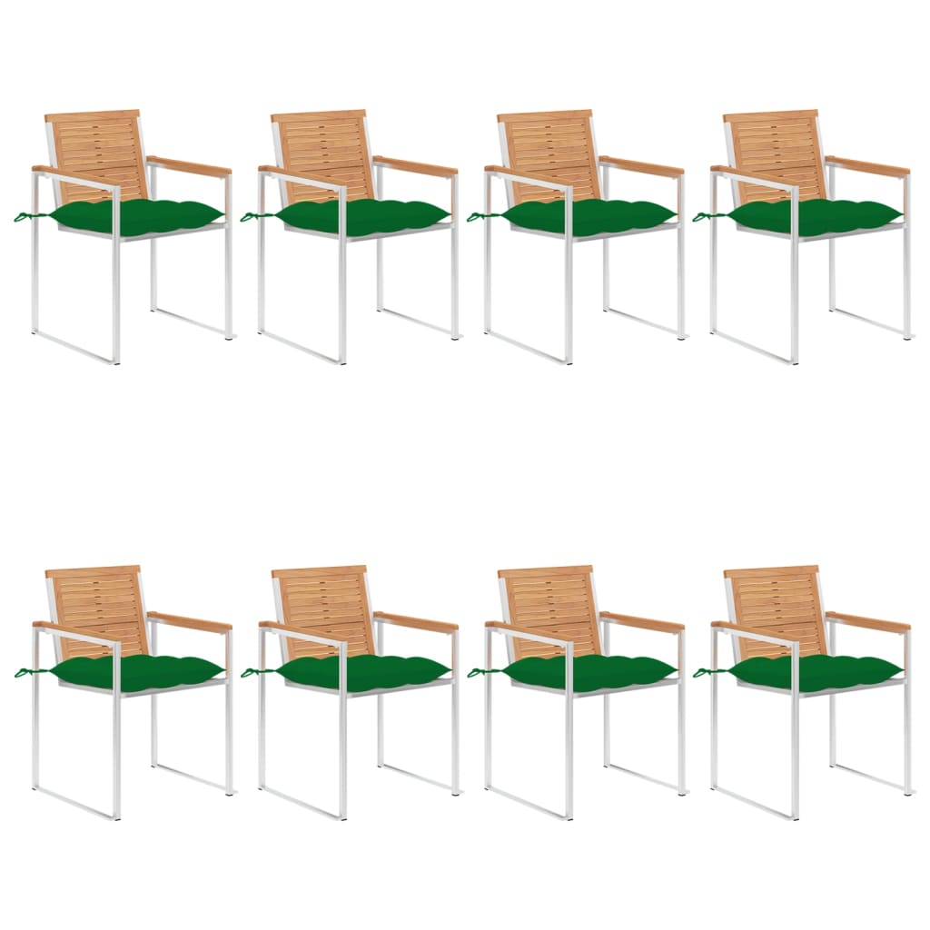 vidaXL Gartenstühle 8 Stk. mit Kissen Massivholz Teak