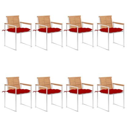vidaXL Chaises de jardin 8 pcs avec coussins Bois de teck massif