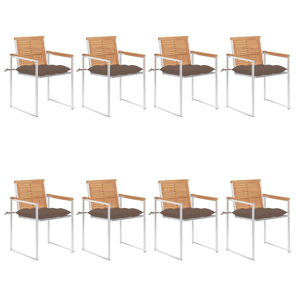 vidaXL Chaises de jardin 8 pcs avec coussins Bois de teck massif