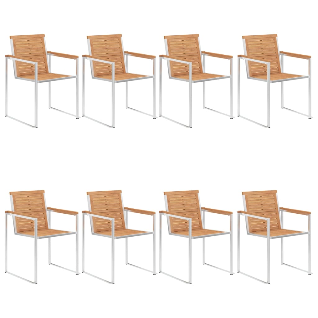 vidaXL Chaises de jardin 8 pcs avec coussins Bois de teck massif