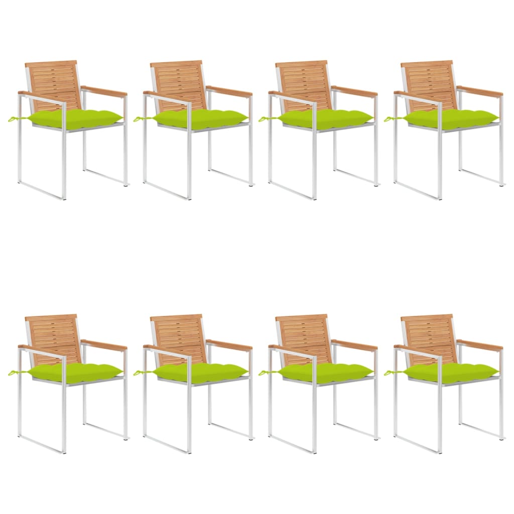vidaXL Chaises de jardin 8 pcs avec coussins Bois de teck massif