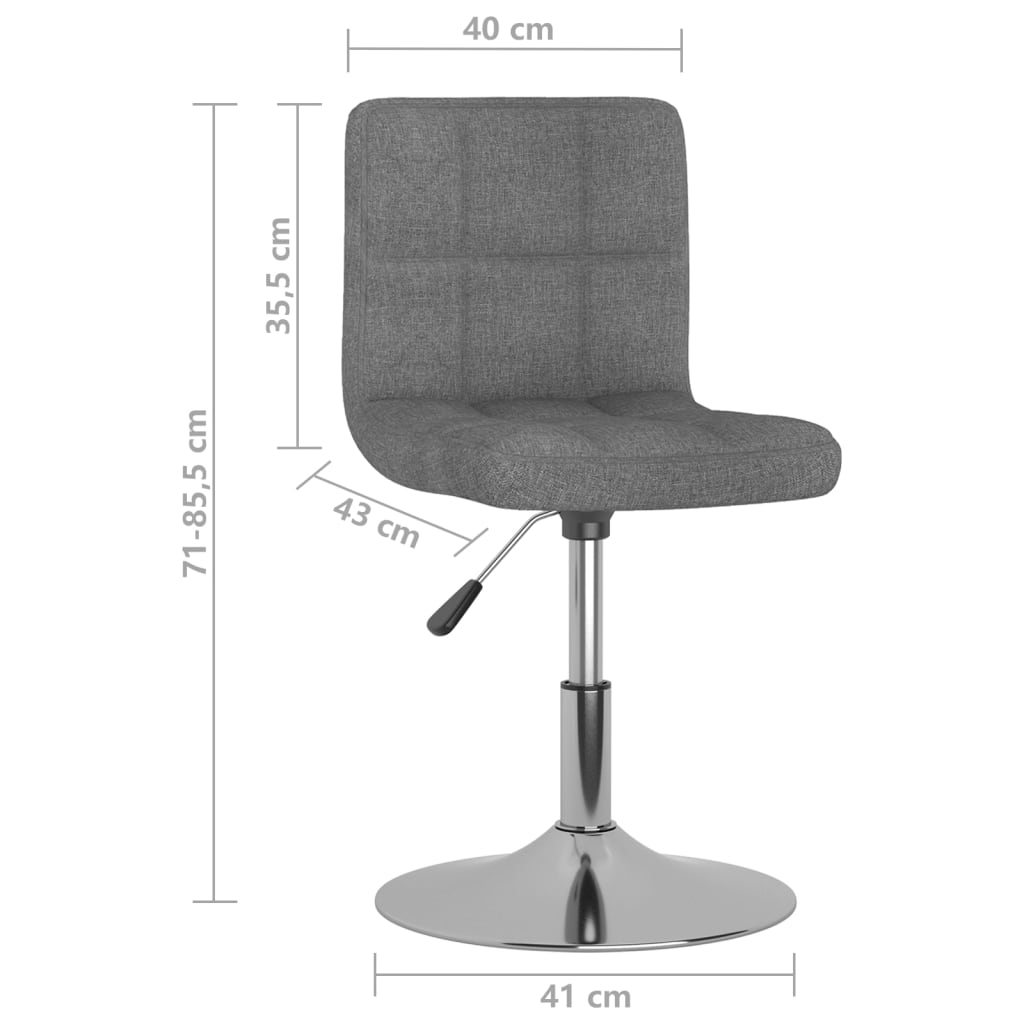 vidaXL Chaises de salle à manger pivotantes 2 pcs Tissu gris clair