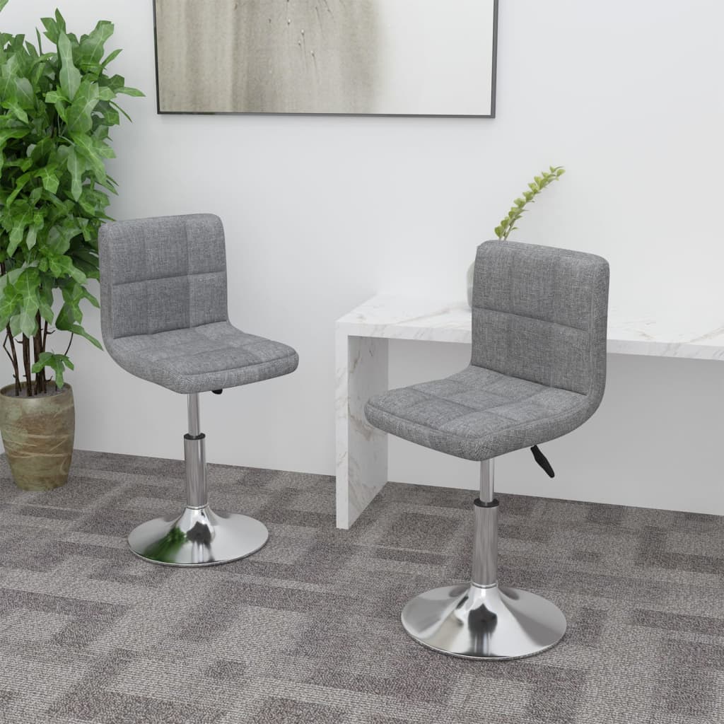 vidaXL Chaises de salle à manger pivotantes 2 pcs Tissu gris clair