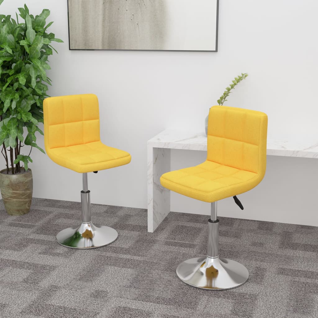 vidaXL Chaises de salle à manger 2 pcs Tissu Jaune Pivotantes