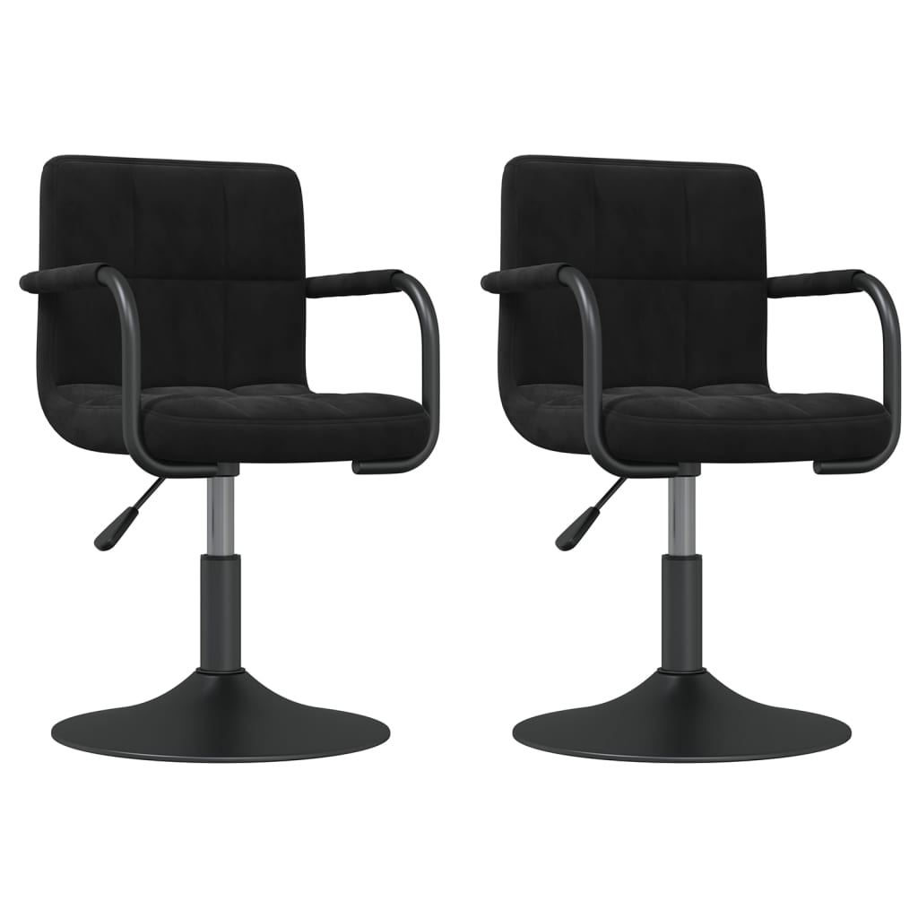 vidaXL Chaises de salle à manger pivotantes 2 pcs Noir Velours