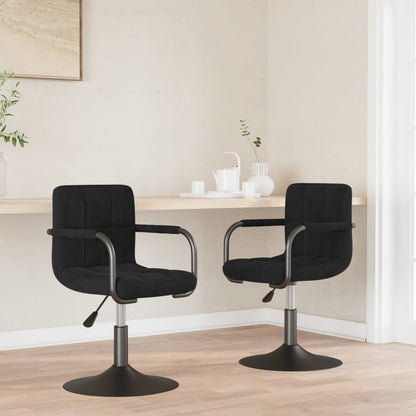 vidaXL Chaises de salle à manger pivotantes 2 pcs Noir Velours