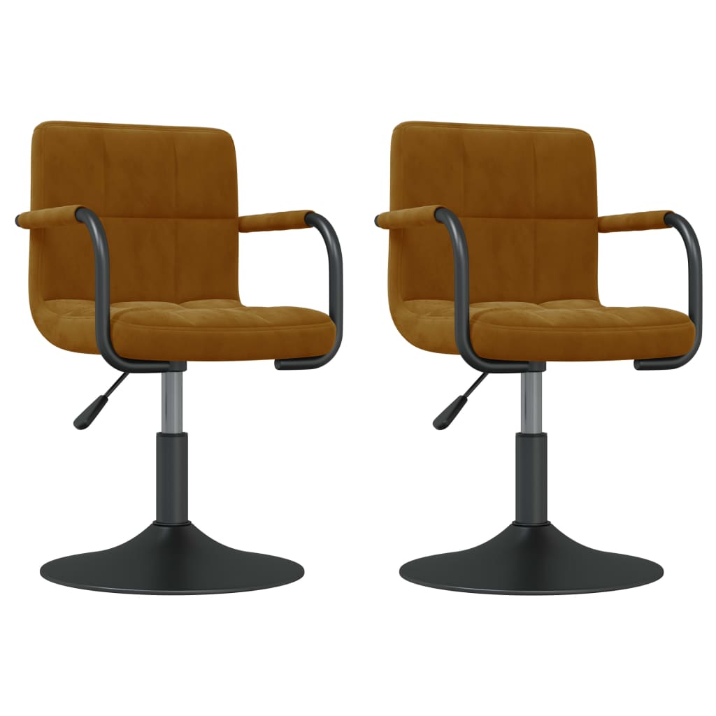 vidaXL Chaises de salle à manger pivotantes 2 pcs Velours marron