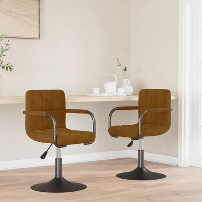 vidaXL Chaises de salle à manger pivotantes 2 pcs Velours marron