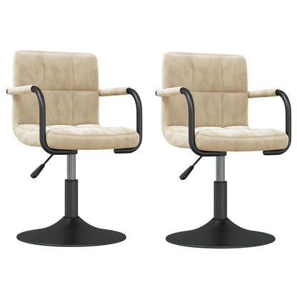 vidaXL Chaises de salle à manger pivotantes 2 pcs Crème Velours