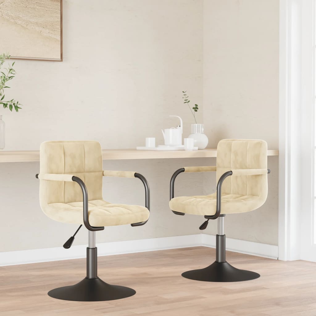 vidaXL Chaises de salle à manger pivotantes 2 pcs Crème Velours