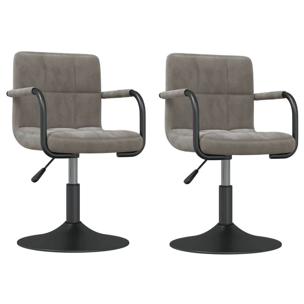 vidaXL Chaises de salle à manger pivotantes 2 pcs Gris clair Velours