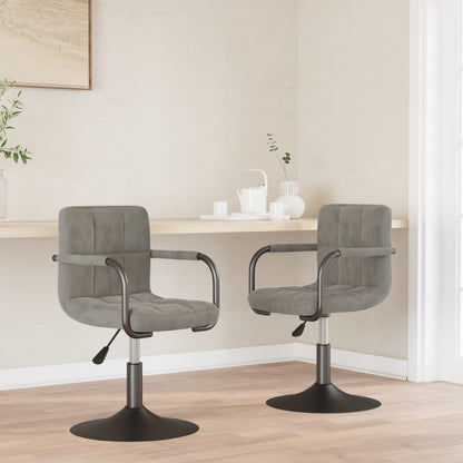 vidaXL Chaises de salle à manger pivotantes 2 pcs Gris clair Velours