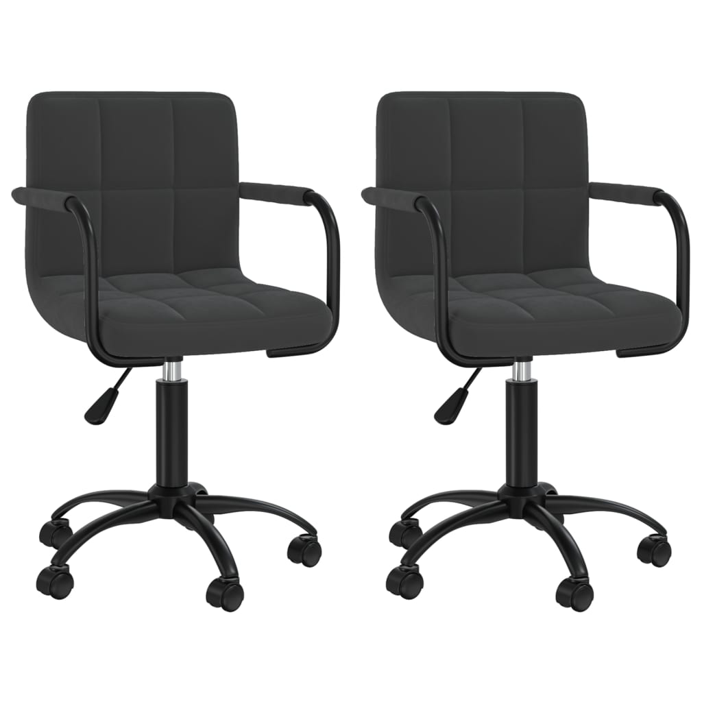 vidaXL Chaises de salle à manger pivotantes 2 pcs Noir Velours