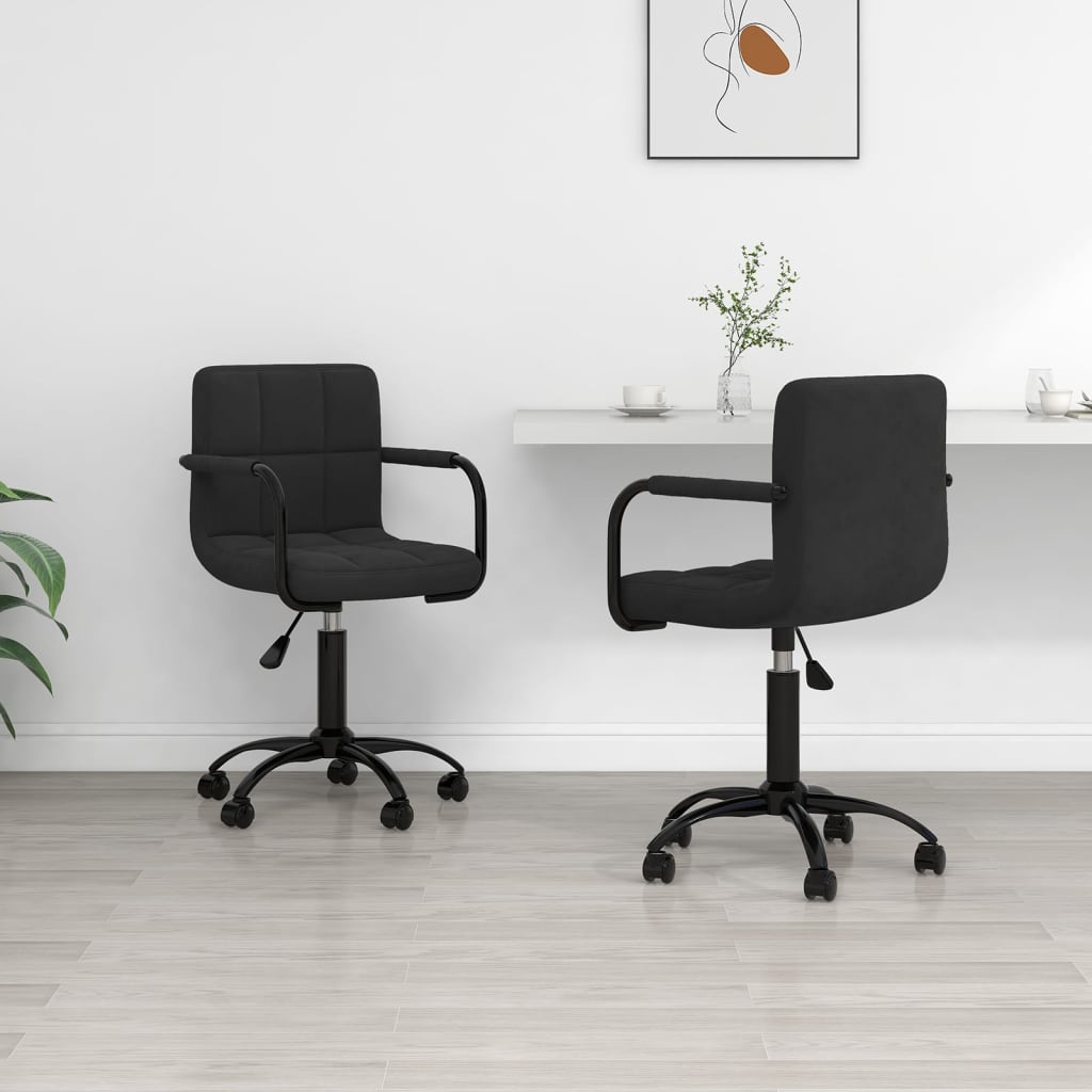 vidaXL Chaises de salle à manger pivotantes 2 pcs Noir Velours
