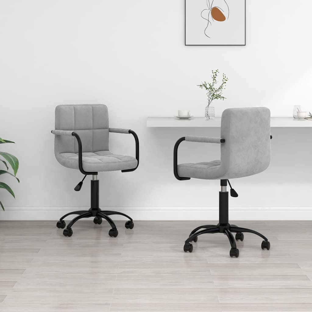 vidaXL Chaises de salle à manger pivotantes 2 pcs Gris clair Velours