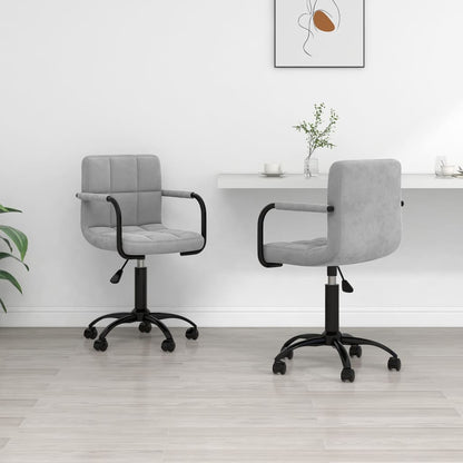 vidaXL Chaises de salle à manger pivotantes 2 pcs Gris clair Velours