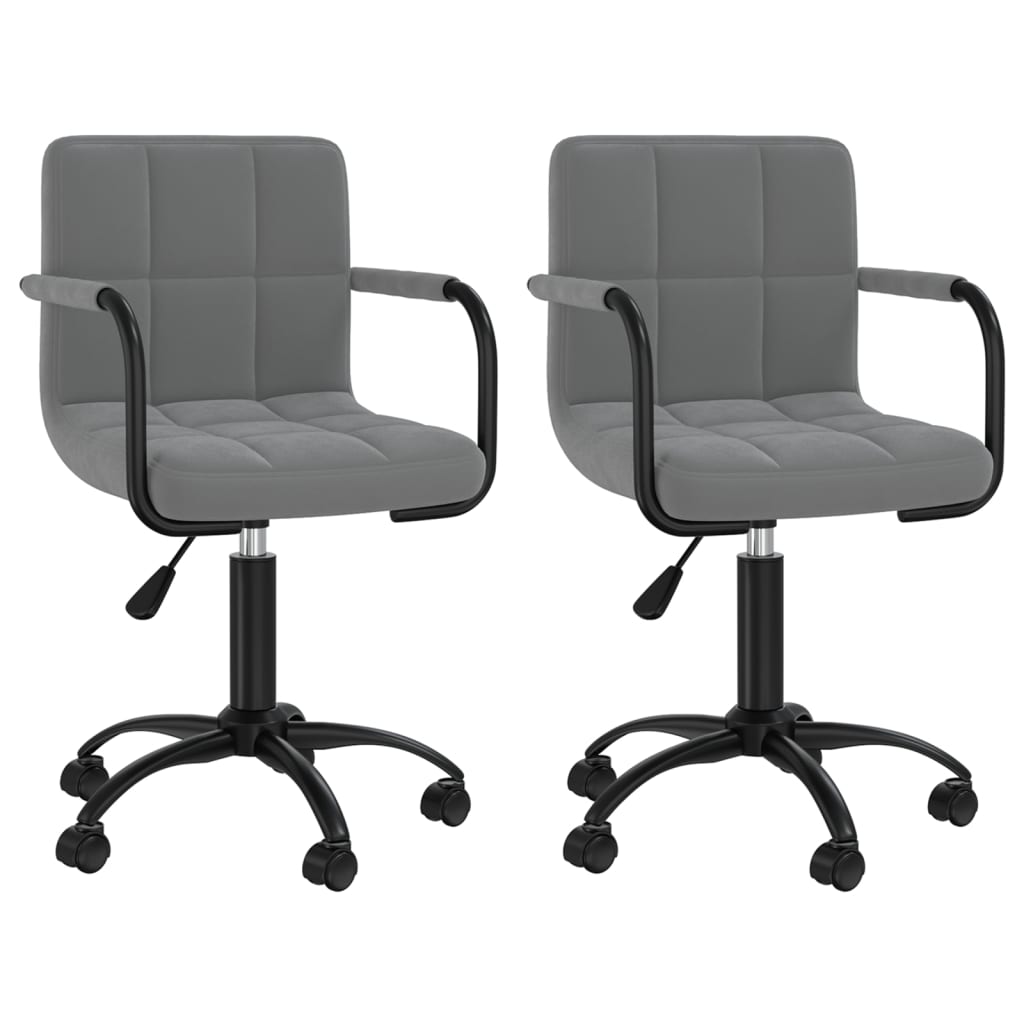 vidaXL Chaises de salle à manger 2 pcs Pivotantes Gris foncé Velours