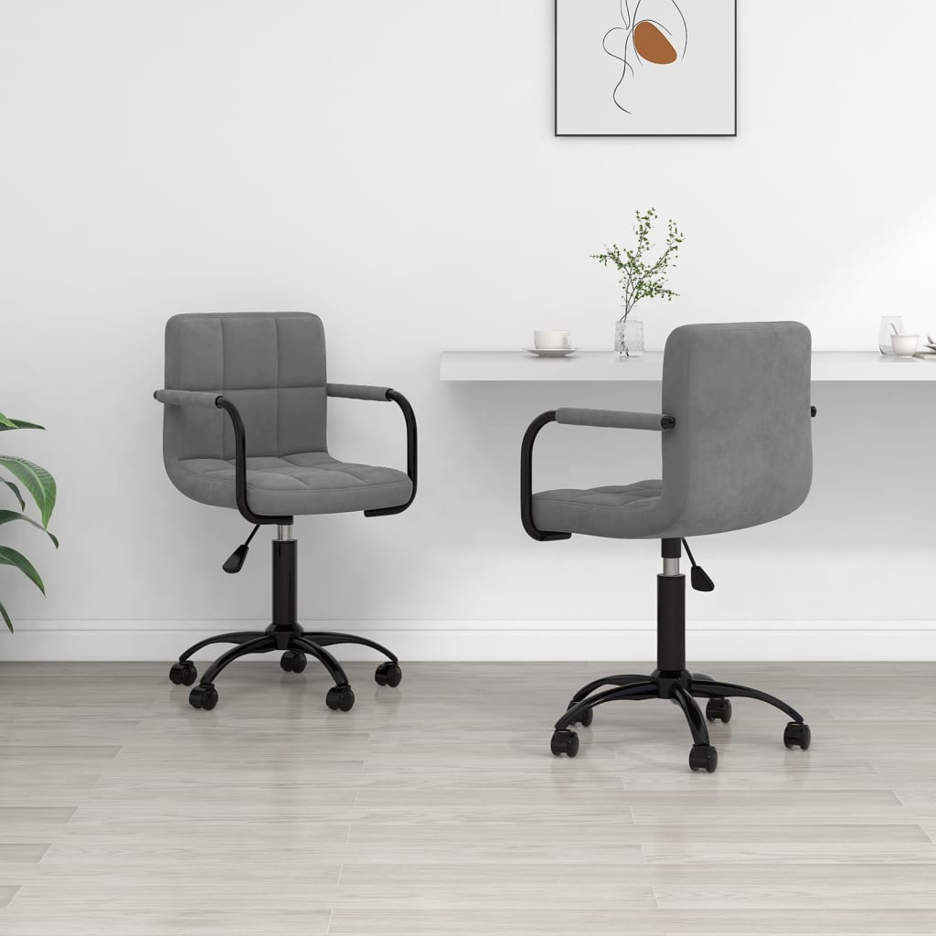 vidaXL Chaises de salle à manger 2 pcs Pivotantes Gris foncé Velours