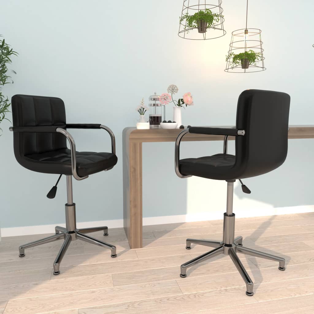 vidaXL Chaises de salle à manger 2 pcs Pivotantes Similicuir Noir