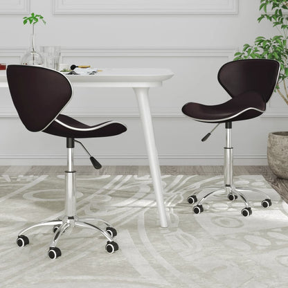 vidaXL Chaises de salle à manger pivotantes 2 pcs Similicuir Marron
