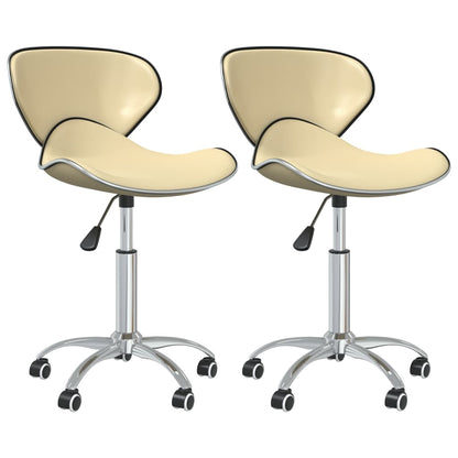 vidaXL Chaises de salle à manger pivotantes 2 pcs Crème Similicuir