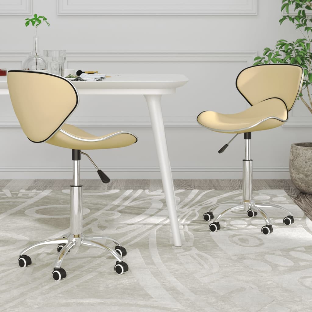 vidaXL Chaises de salle à manger pivotantes 2 pcs Crème Similicuir