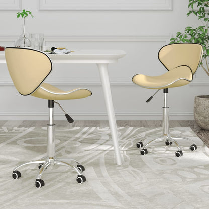vidaXL Chaises de salle à manger pivotantes 2 pcs Crème Similicuir