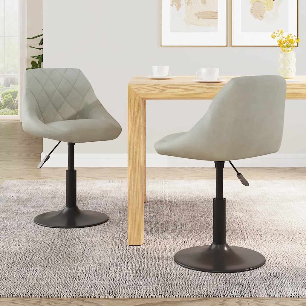 vidaXL Chaises de salle à manger pivotantes 2 pcs Gris clair Velours